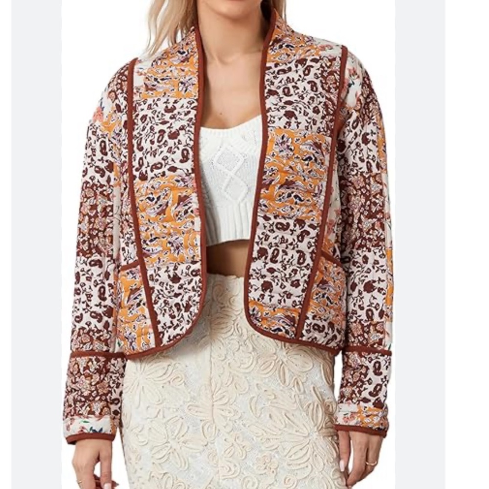 New Reversible Floral Patchwork Print Quilted Rev… - image 2